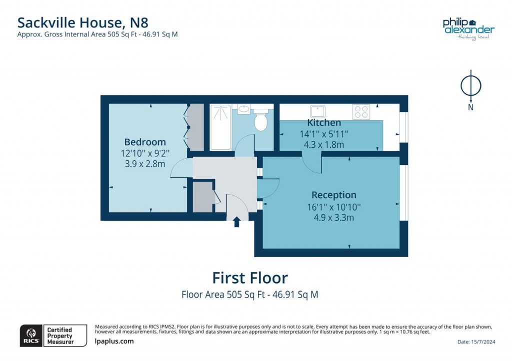 Floorplan for Sackville House, Myddelton Road, Hornsey, N8