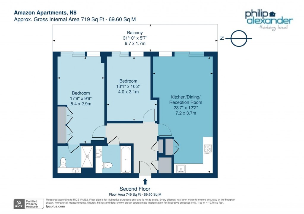 Floorplan for Amazon Apartments, New River Village, Hornsey, N8