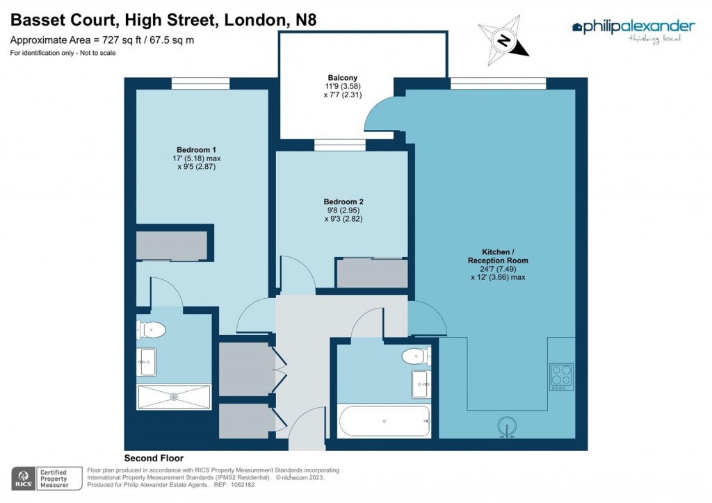 Floorplan for Basset Court, Smithfield Square, Hornsey, N8