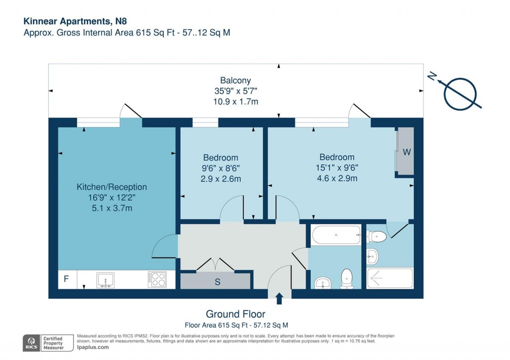 Floorplan for Kinnear Apartments, New River Village, Hornsey N8