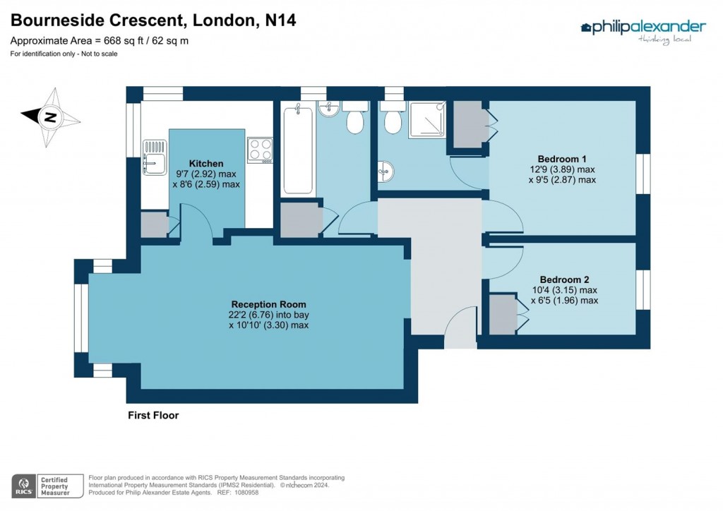 Floorplan for Bourneside Crescent, Southgate, N14