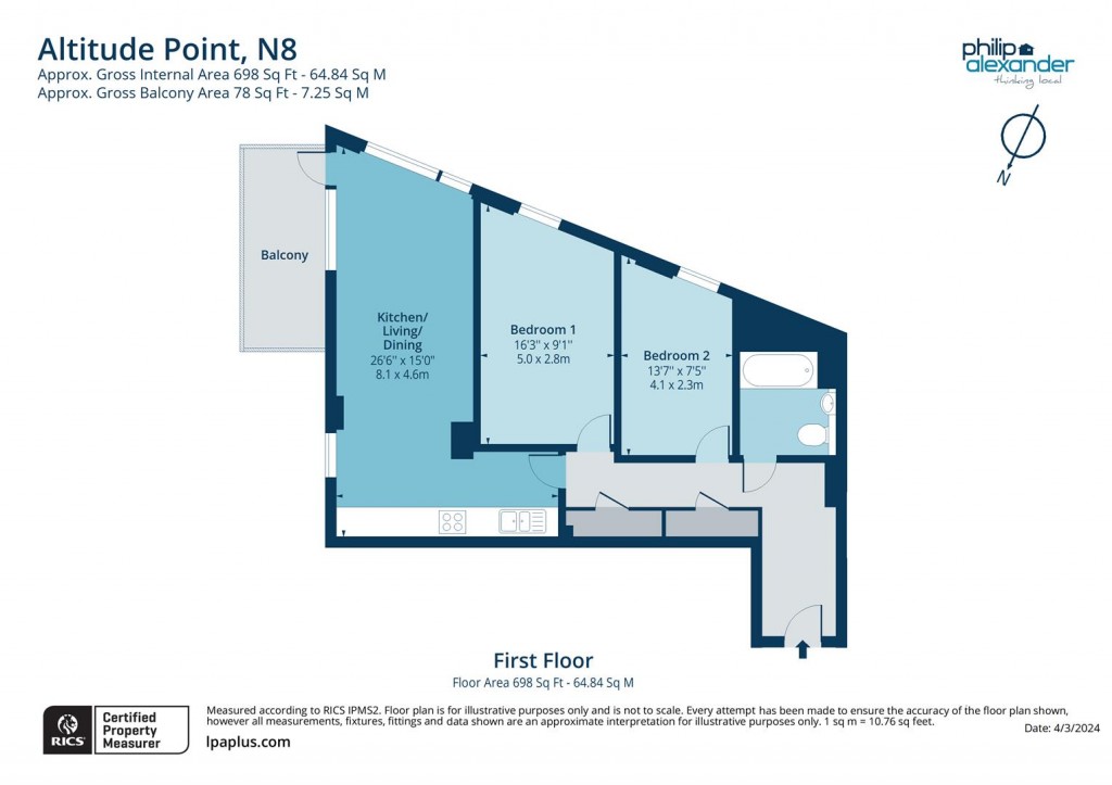 Floorplan for Altitude Point, Hampden Road, N8