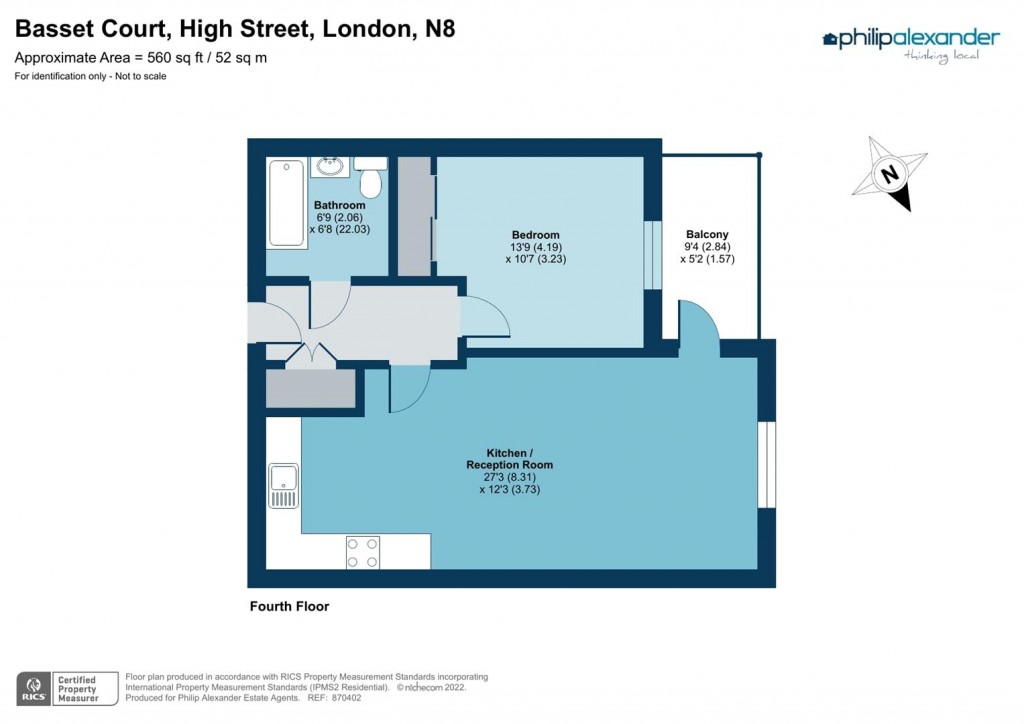 Floorplan for Basset Court, Smithfield Square, Hornsey, N8