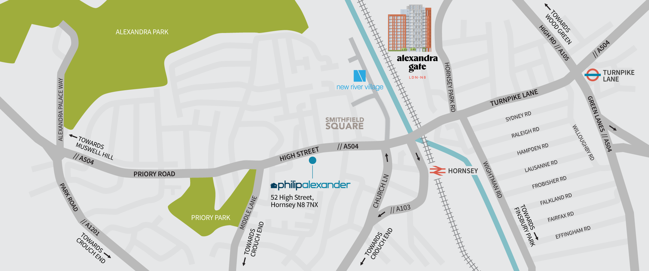 Alexandra Gate N8 Location Map